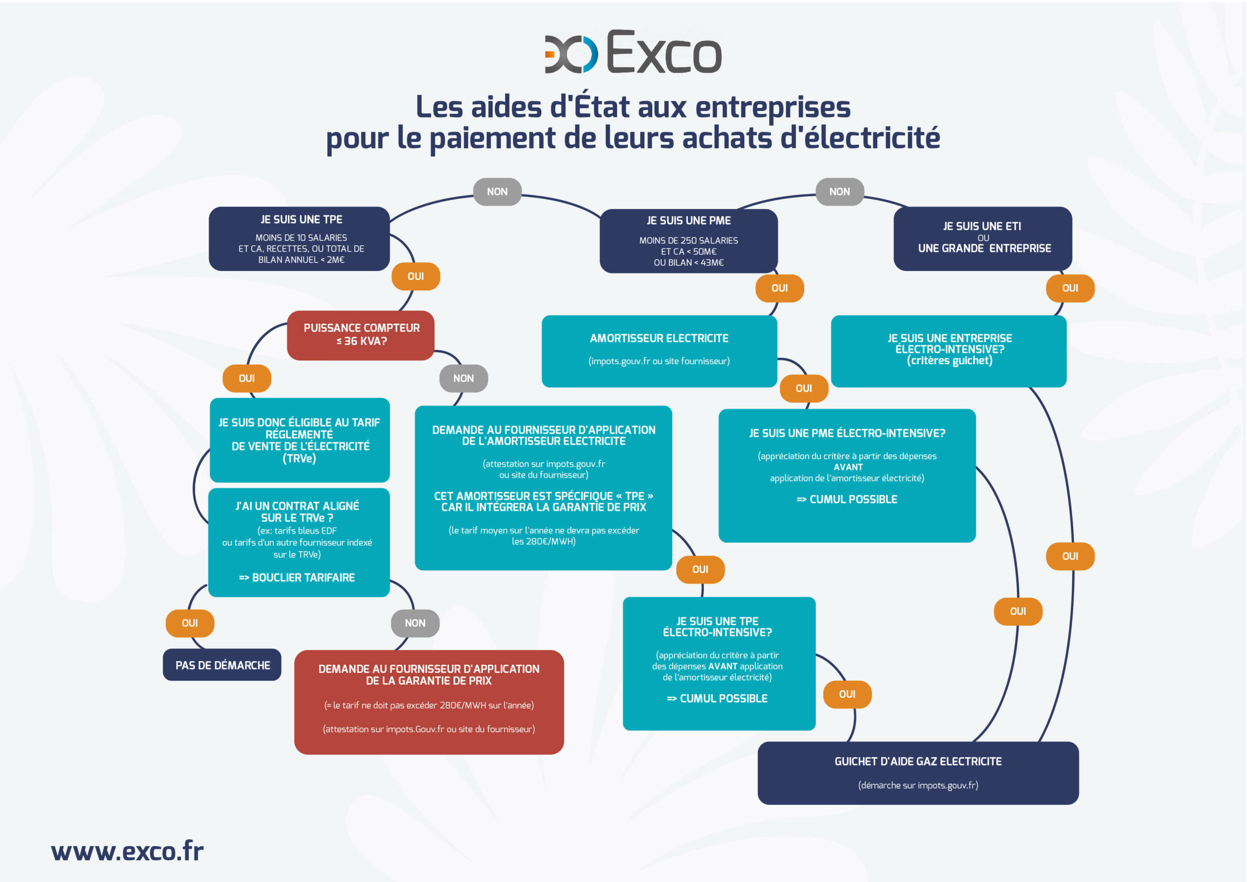 Infographie schemas Les aides d'etat aux entreprises pour le paiement de leurs achats d'éléctricité