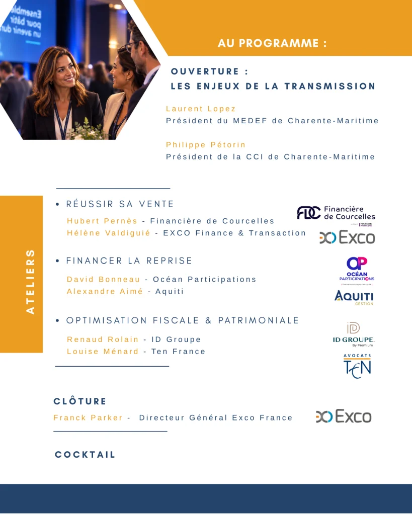 Transmission d’entreprise : une soirée dédiée aux dirigeants à La Rochelle